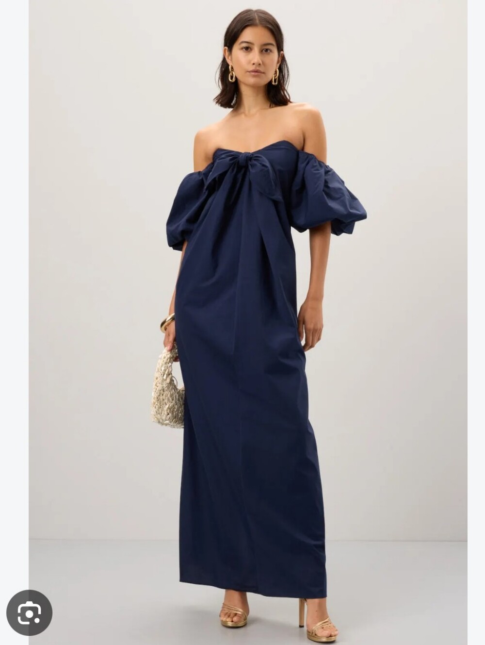 Caroline Constas Reyna Navy Off The Shoulder Maxi Gown Size S